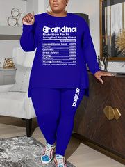  Letter Print Top & Leggings 2 Pc Set