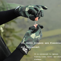 Warm Gloves for Outdoor Fishing Cycling Three Finger Flip Touch Screen Anti-Slip