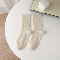 Polka Dot Print Crew Socks Women's Stockings
