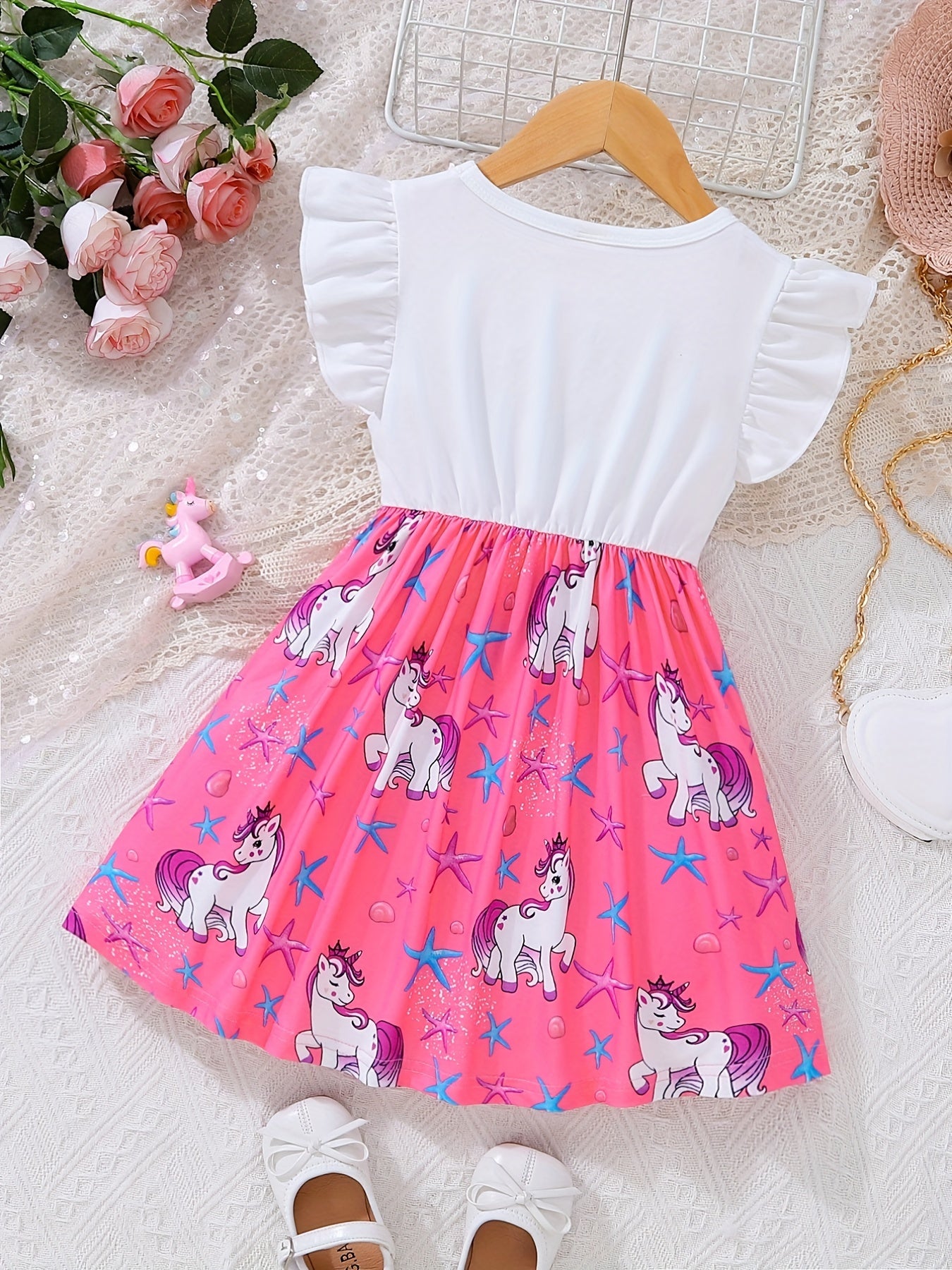 Girls Unicorn Skirt Set Sleeveless Outfit