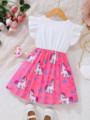 Girls Unicorn Skirt Set Sleeveless Outfit