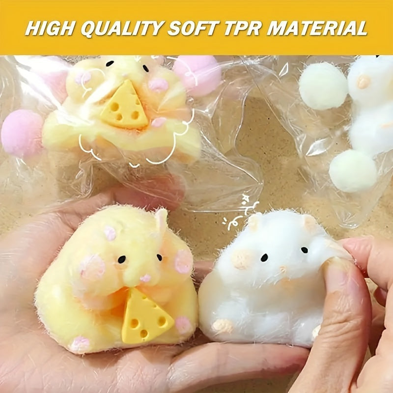 Hamster Squeeze Toy with Cheese & Bunny Motifs Soft Texture