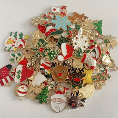 200pcs Mix Random Christmas Drop Alloy Pendant Enamel Charms for DIY Jewelry