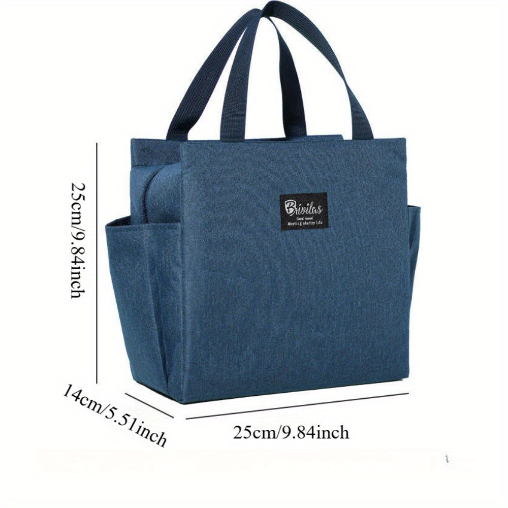 Insulated Tote Bag Portable Cooler Gray Fabric Zipper Closure Carry Handles