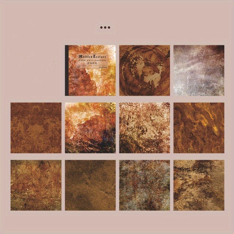 30 Sheets Mottled Texture Paper Set Vintage Background for Collage DIY