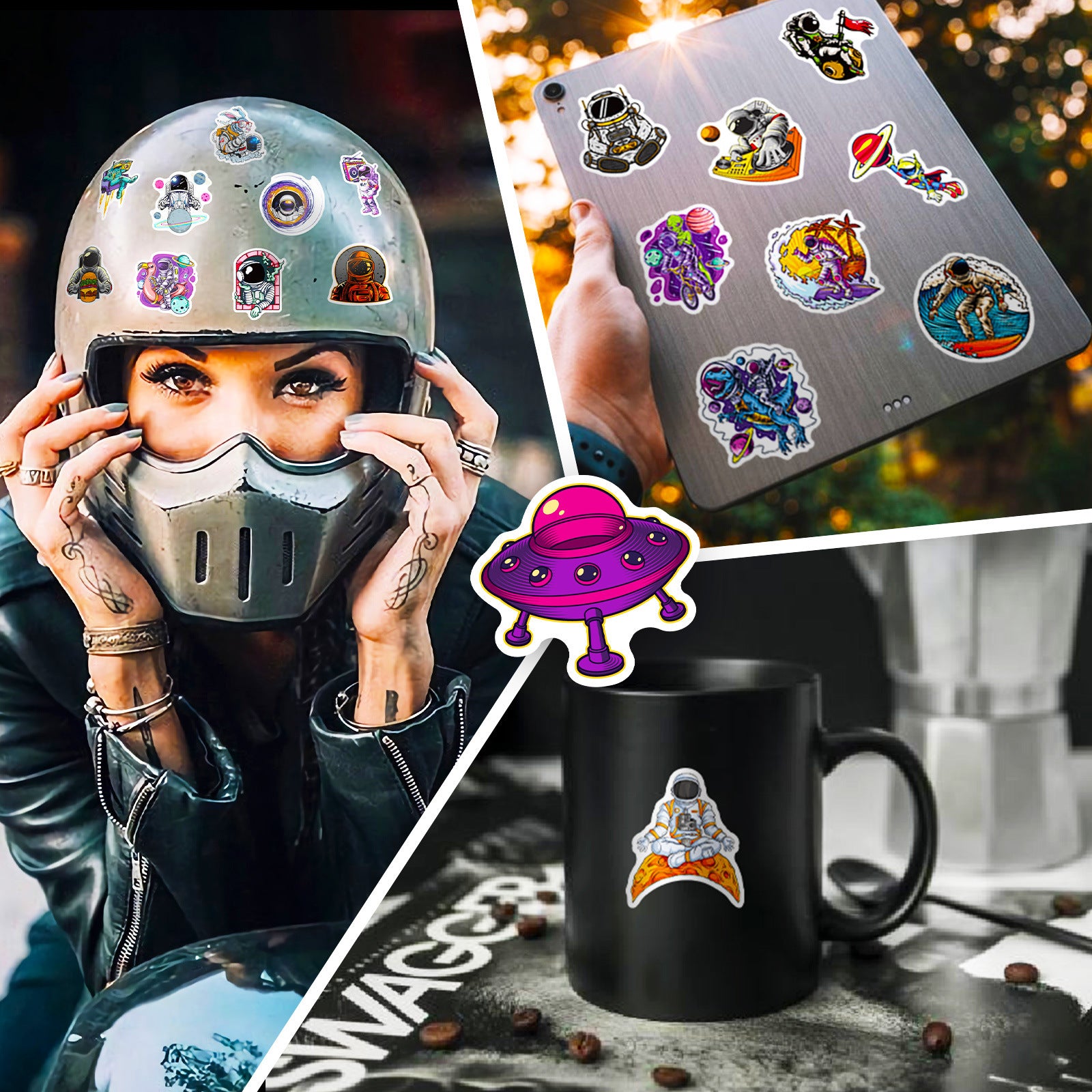 50pcs Space Explorer Vinyl Stickers for Water Bottle