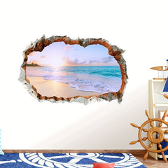 Dreamy Sky Waves Beach Wall Sticker 23.6x15.7inch