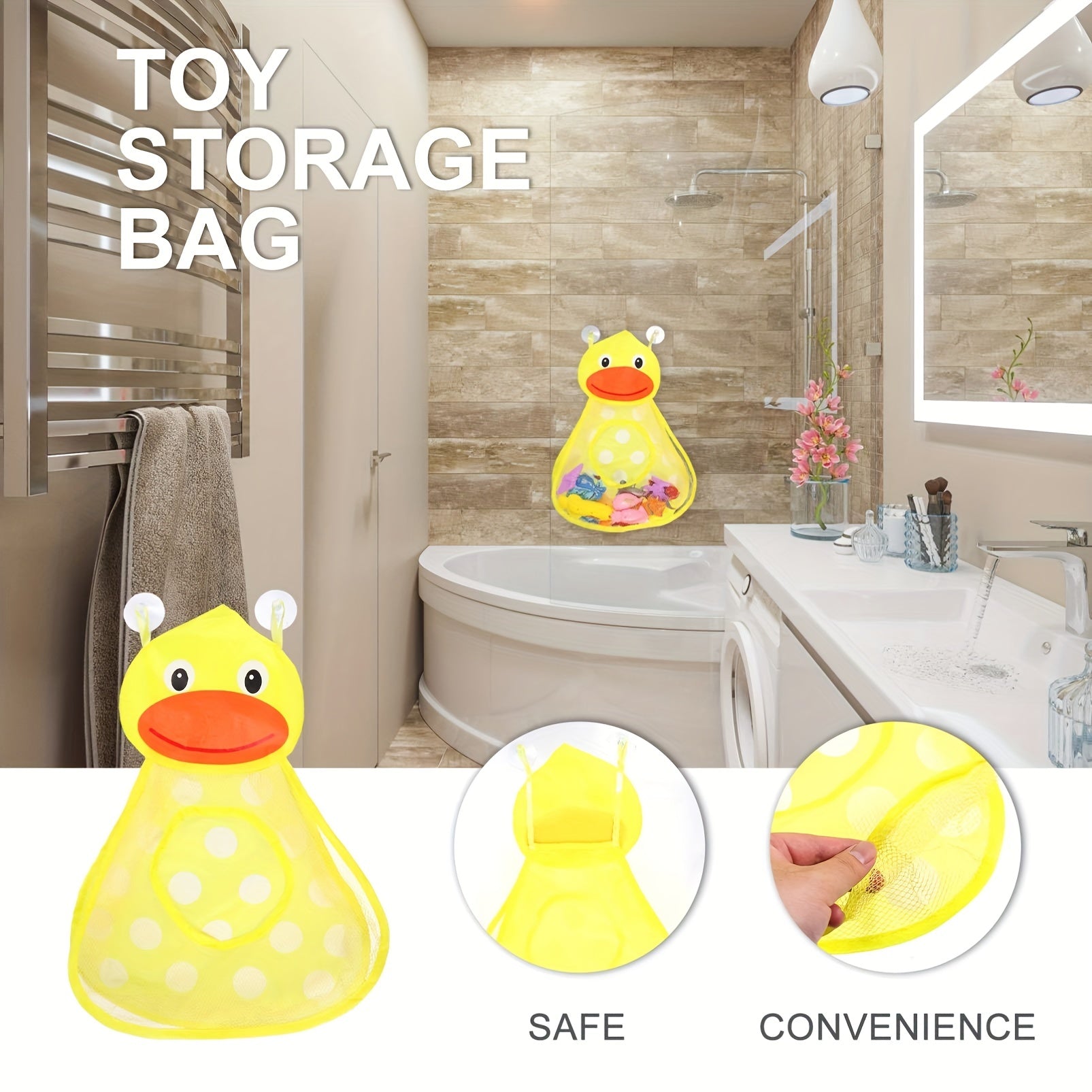 Little Yellow Duck Cartoon Bathroom Bedroom Kids Toy Storage Hanging Bag