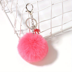 Faux Rabbit Fur Ball Pom Pom Keychain Car Key Ring Handbag Tote Bag Pendant