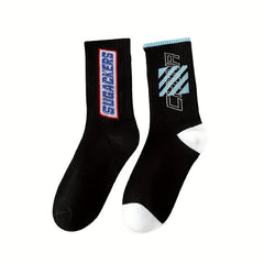 5 Pairs Letter Print Socks Crew Mid Tube Women's Stockings