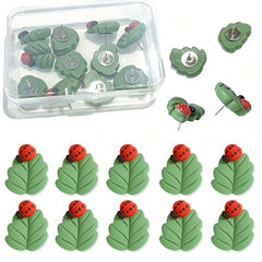 20pcs Leaf Pattern Nails Ladybug Decorative Cork Board Drawing Pins