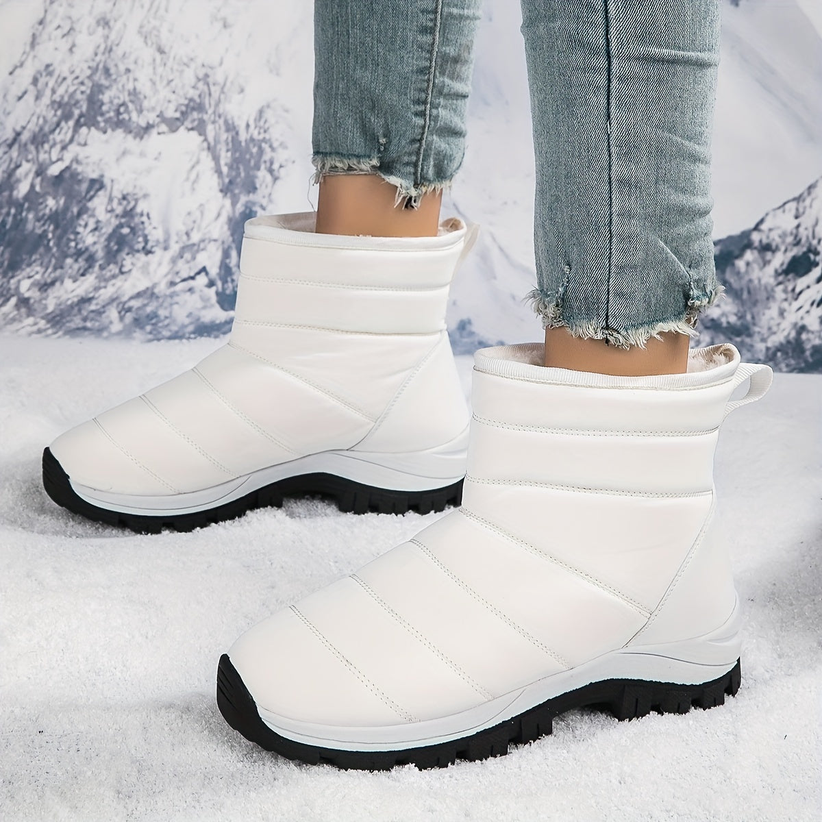Waterproof Plush Lined Furry Thermal Snow Boots Fall Winter Keep Warm