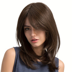 8 Cm Natural Straight None Lace Wig Brown Short Hair for Women