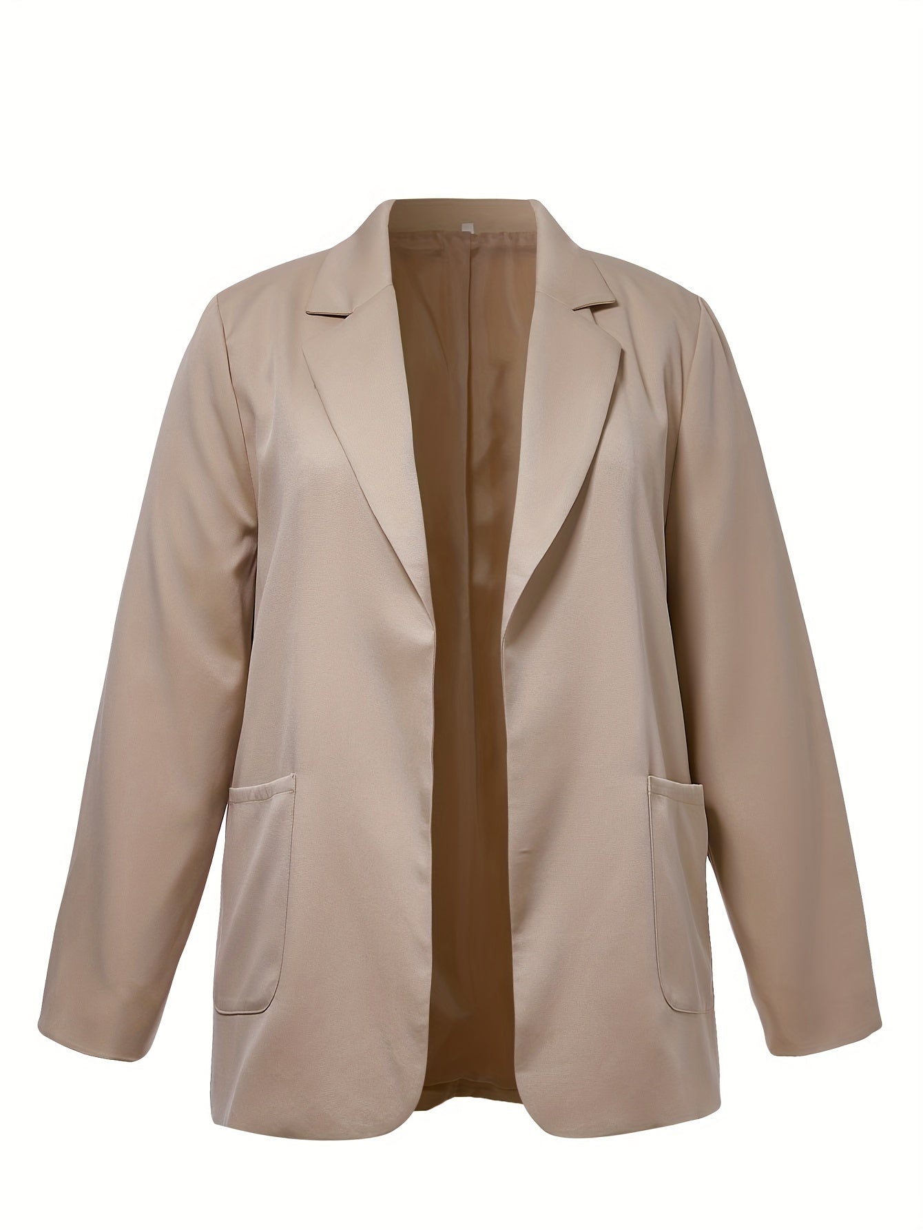  Casual Blazer Women's Plus Solid Long Sleeve Lapel Collar Workwear Bla