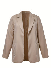  Casual Blazer Women's Plus Solid Long Sleeve Lapel Collar Workwear Bla