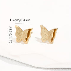 Double Layer Butterfly Stud Earrings Stainless Steel 14K Plated Casual Jewelry