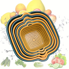 2-in-1 Vegetable Washing Basket Set - Drain Basin & Strainer for Food Cleaning