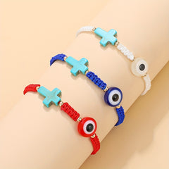 Devil's Eye Turquoise Cross Bracelet Mexican Beach Jewelry
