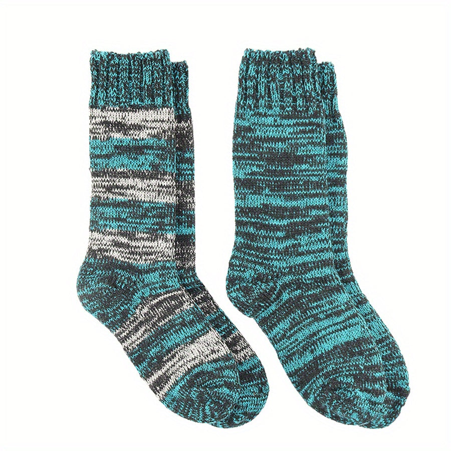 Colorblock Crew Socks Warm & Comfy Mid Tube Stockings