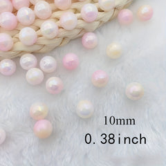 30PCS 10MM Pink Gradient Acrylic Round Beads DIY Jewelry Making Crafts