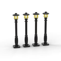 4pcs Streetlamp Brick Accessories ABS Road Light Blocks Set Halloween Decor Toy