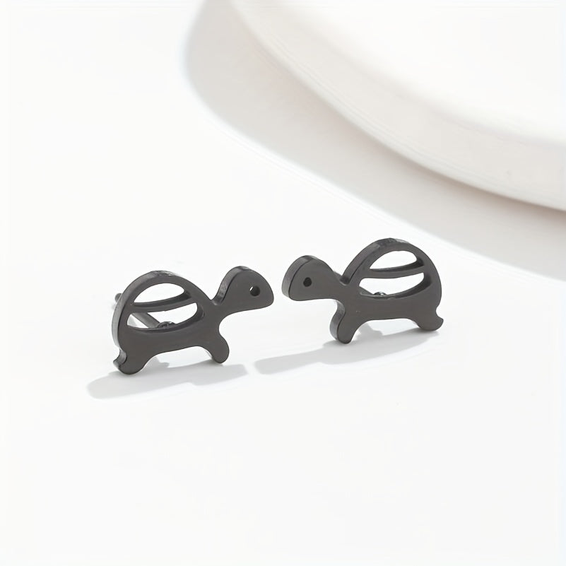 2pcs Men's Stainless Steel Mini Turtle Earrings