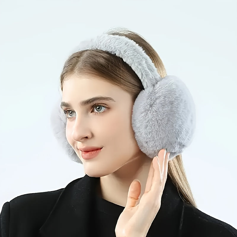 2pcs Soft Winter Fur Earmuffs Foldable Portable Storage