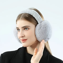 2pcs Soft Winter Fur Earmuffs Foldable Portable Storage