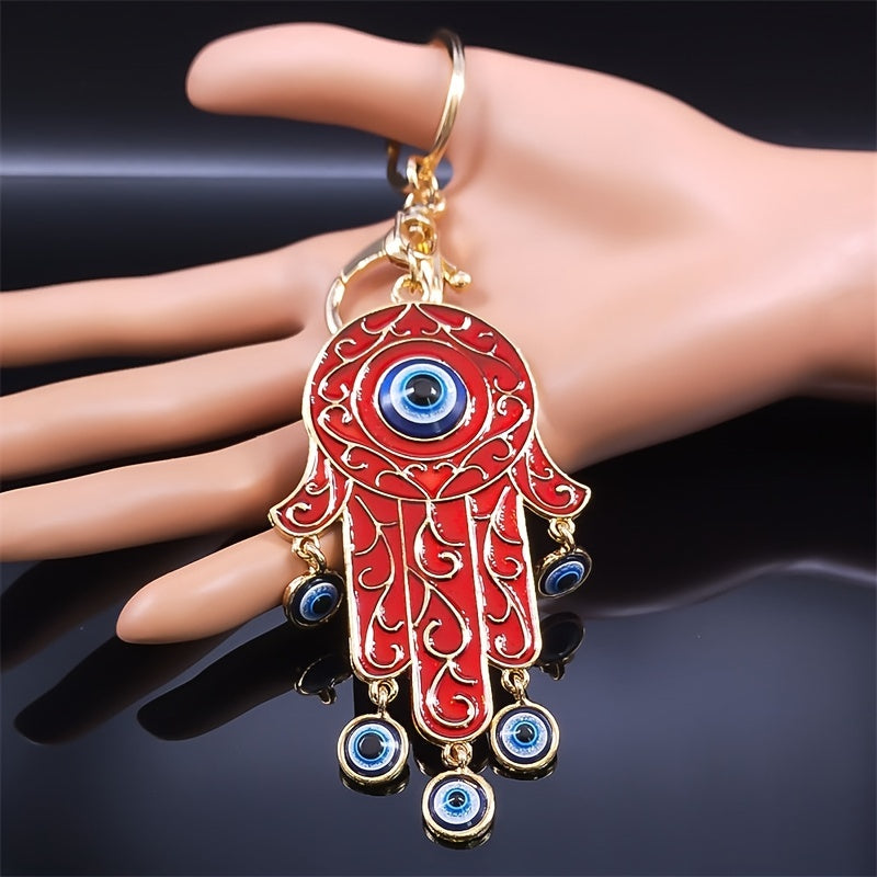 Lucky Eye Hamsa Hand Key Chain Men Evil Eyes Tassel Keyring Bag Accessory