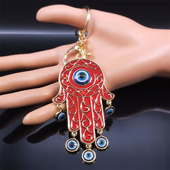 Lucky Eye Hamsa Hand Key Chain Men Evil Eyes Tassel Keyring Bag Accessory