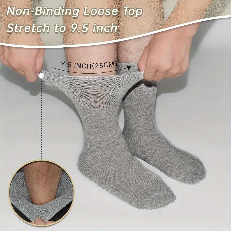 6 Pairs Diabetic Socks for Men & Women, Extra Roomy Toe Seams, Non Binding Top
