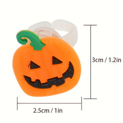 LED Light Halloween Ring Luminous Pumpkin Ghost Bats Eyeball Skull Ring