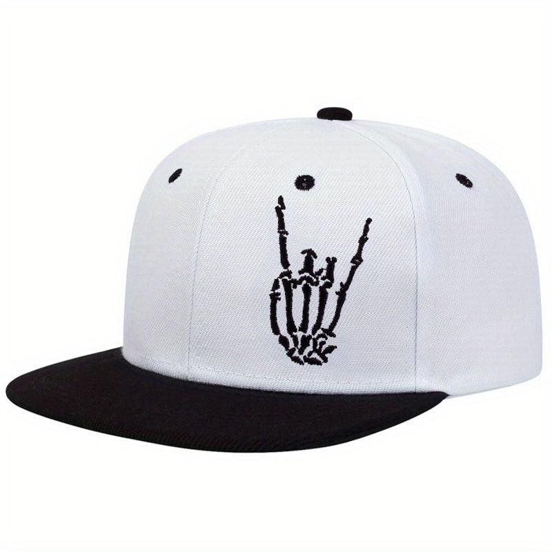 Skull Rose Print Snapback Hat Hip Hop Unisex Solid Couple Baseball Cap