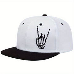 Skull Rose Print Snapback Hat Hip Hop Unisex Solid Couple Baseball Cap