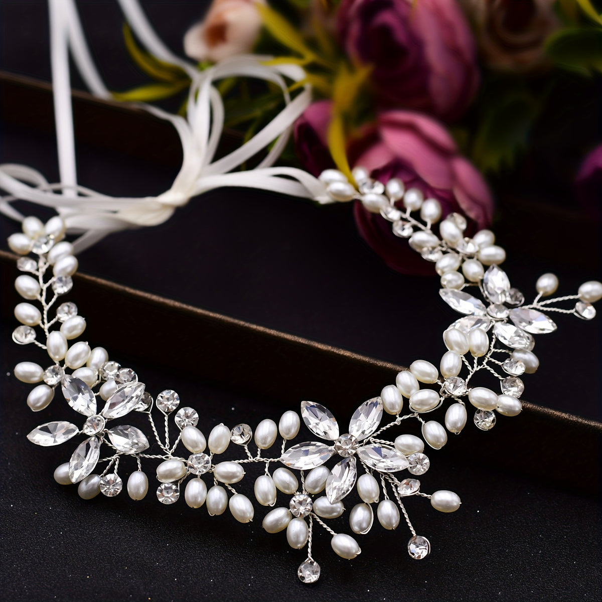 Faux Pearl Rhinestone Garter Belt Strappy Leg Suspender