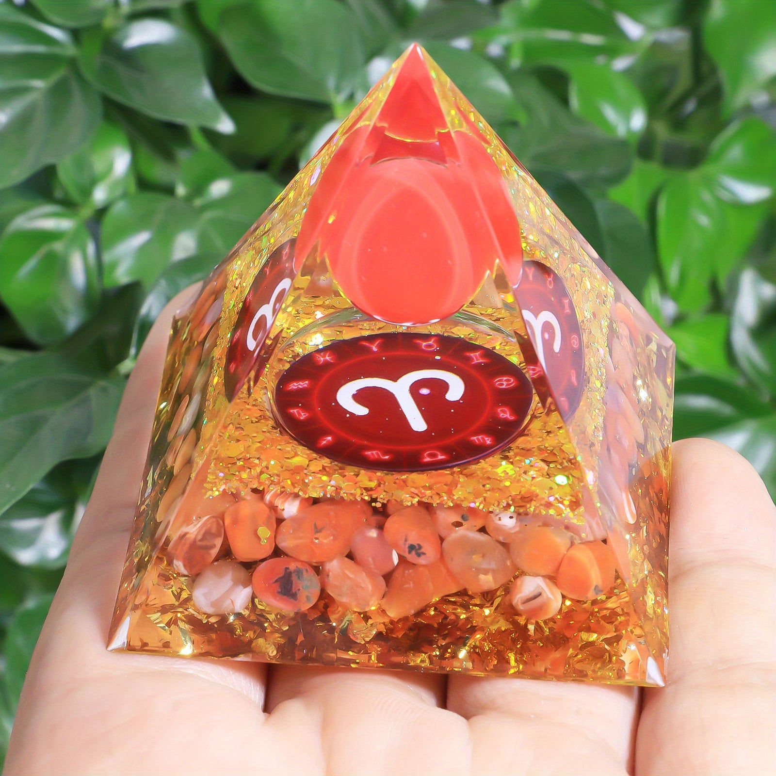 Zodiac Pyramid Amethyst Peridot Healing Crystal