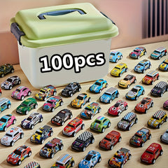 50 Pull Back Toy Cars with Storage Box - Christmas Halloween Thanksgiving Random