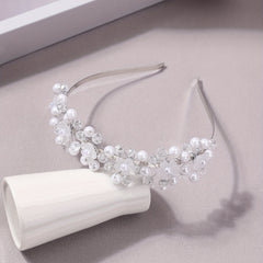 Faux Pearl Headband Crystal Beaded Hair Band Bridal Headdress