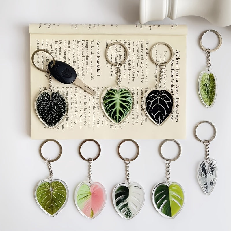Leaf Plant Acrylic Keychain Bag Charm Accessories