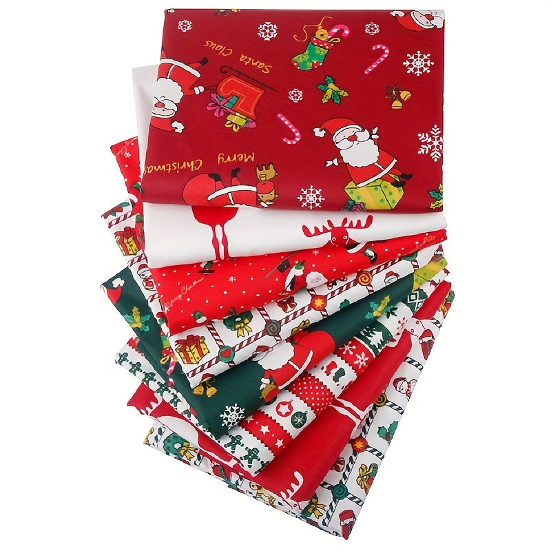 8pcs Christmas Patchwork Fabric 100% Cotton Good Printed DIY Fabric 19 7in