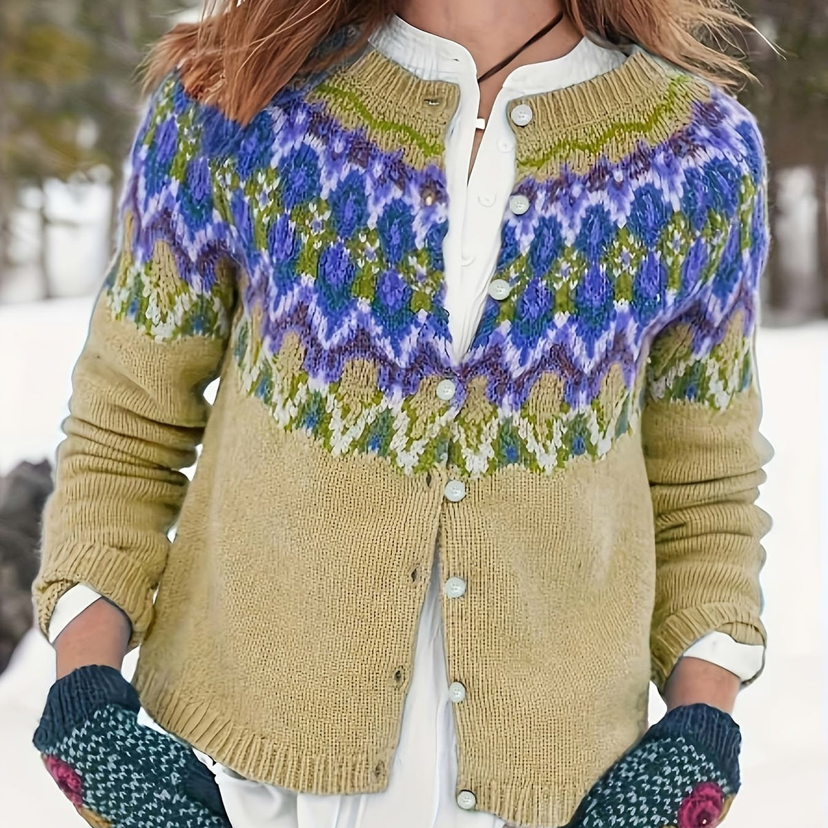  Striped Jacquard Button Up Sweater Cardigan