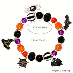 Halloween Bracelet Spooky Pumpkin Stretch Beaded Bracelet