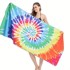 Colorful Spiral Print Beach Towel Quick Dry & Absorbent