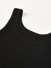 3pcs Solid Ribbed Tank Tops Crew Neck Slim Fit Sleeveless Top Women's Lingerie