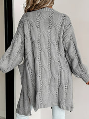  Casual Cardigan Women's Plus Solid Cable Long Sleeve