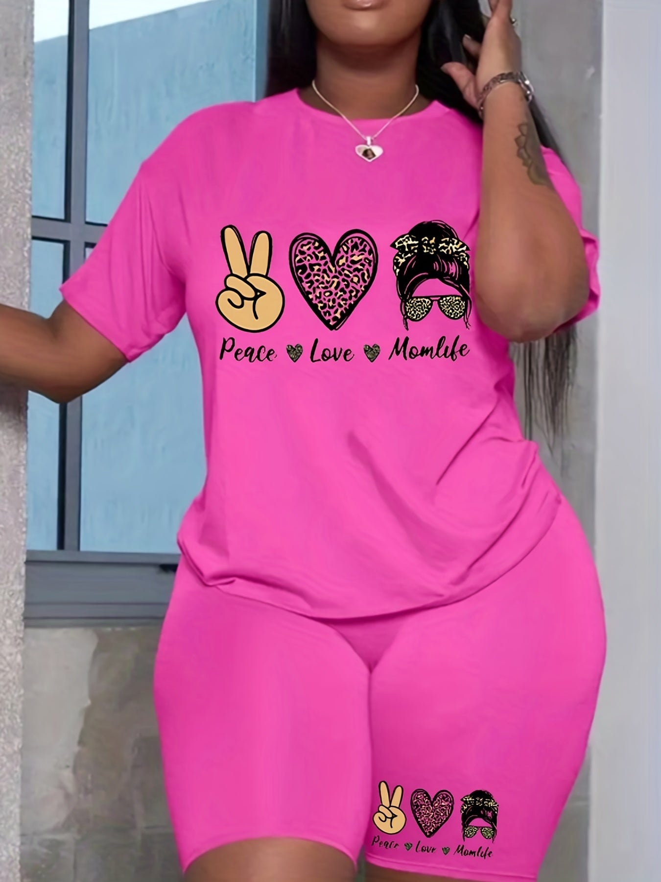  Heart & Figure Print 2 Piece Set