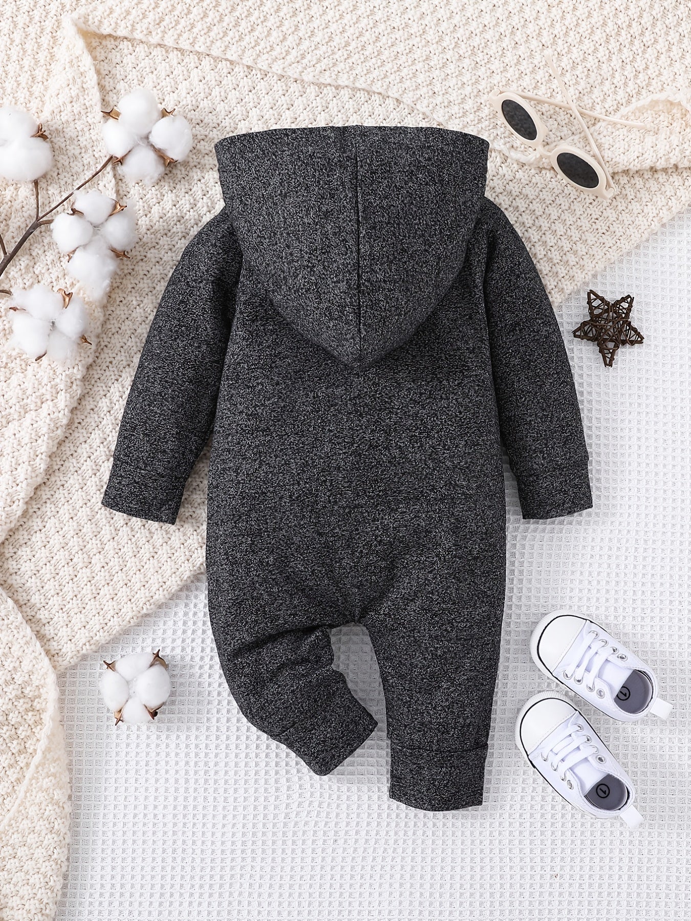 Newborn Baby Boy Long Sleeve Romper Jumpsuit Hooded Onesie