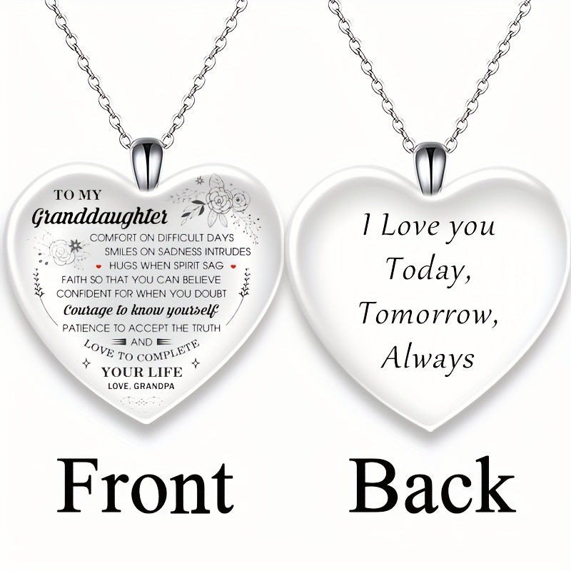 Heart Shaped Crystal Pendant Necklace Gift for Granddaughter