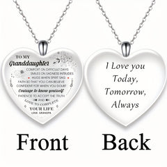Heart Shaped Crystal Pendant Necklace Gift for Granddaughter