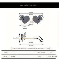 Heart Flame Sunglasses Women Rimless Party Glasses